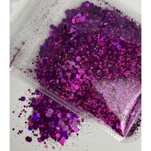 Exemple utilizare chunky glitter violet în proiecte handmade