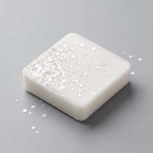 Tabletă de wax melt din ceară crem, presărată cu glitter perlat alb