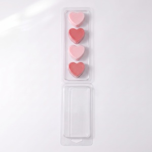 Matriță Clam Shell 4 Inimi în Linie pentru Wax Melt și Săpun, PET Reciclabil