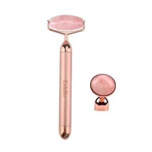 Rolă de Cuarț Roz 2-în-1 cu Vibrații pentru Masaj Facial, 6000 Vibrații/Min | Cutie Cadou