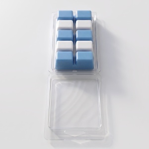 Matriță Clam Shell 10 Cuburi Snap Bar pentru Wax Melt și Săpun, PET Reciclabil