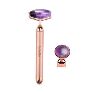 Rolă de Ametist 2-în-1 cu Vibrații pentru Masaj Facial, 6000 Vibrații/Min | Cutie Cadou