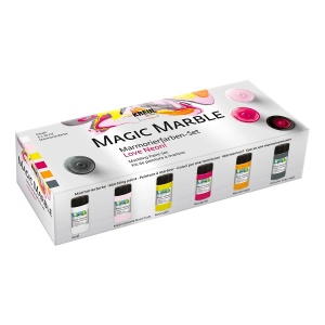 Vopsea Kreul Magic Marble Love Neon pentru Marmorat – Set 6 Culori x 20 ml, Calitate Germană