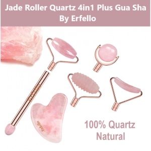 Rose Quartz Roller By Erfello, 4in1 Plus Gua sha, Pentru Masaj Facial si Corporal, Tratament Facial - Img 6