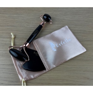 Placă Gua Sha din obsidian negru