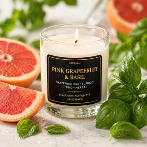 Ulei Parfumat Pink Grapefruit & Basil – Aromă citric herbal proaspăt vibrant | Lumânări, Difuzoare & Săpunuri | Erfello