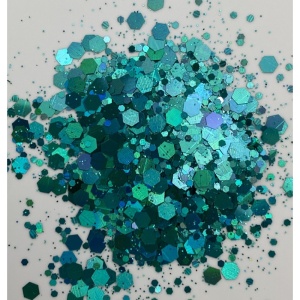 Exemple utilizare chunky glitter turquoise în proiecte handmade