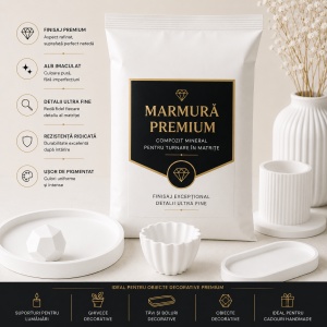Marmură Lichidă PREMIUM olimpIQ – Compozit Mineral Alb Polar | Duritate Maximă