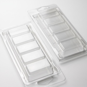 Matriță clam shell dreptunghiulară din PET transparent reciclabil, 5 cavități alungite