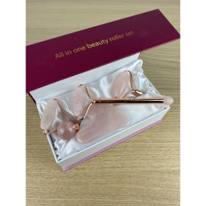 Rose Quartz Roller By Erfello, 4in1 Plus Gua sha, Pentru Masaj Facial si Corporal, Tratament Facial - Img 5