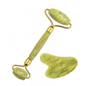 Set Rolă de Jad + Gua Sha pentru Masaj Facial, cu Cutie Cadou Inclusă