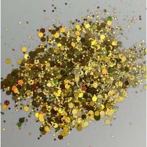 Detaliu particule chunky glitter auriu