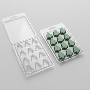 Matriță Clam Shell 12 Brăduți pentru Wax Melt și Săpun, PET Reciclabil