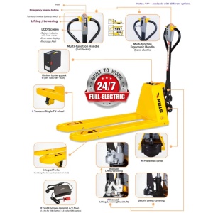 Transpalet full electric EPT15H 1500KG 1150MM STAXX LITHIU 10Ah BONUS 1 baterie 15Ah - Img 6
