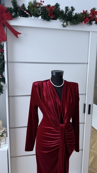 Rochie Bella Catifea Cherry - Img 3