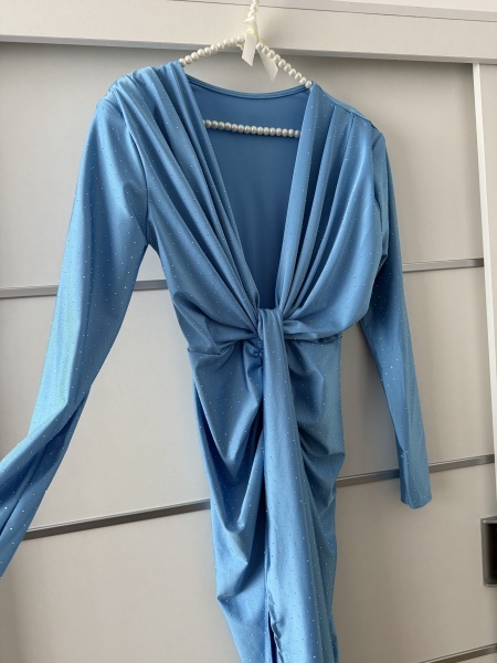 Rochie Modelatoare BELLA Crystal Baby Blue - Img 3