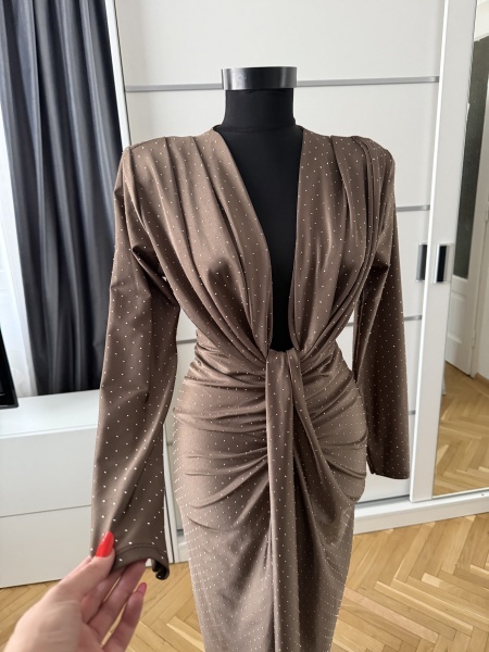 Rochie Modelatoare BELLA Crystal Latte - Img 2
