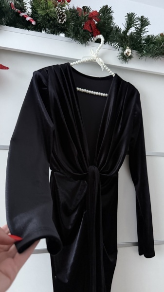 Rochie Bella Catifea Black - Img 3