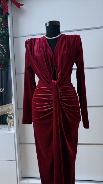 Rochie Bella Catifea Cherry - Img 4