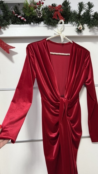 Rochie Bella Catifea Red - Img 6