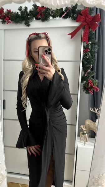 Rochie Modelatoare BELLA V Crystal Full Black(FARA GULER) - Img 6