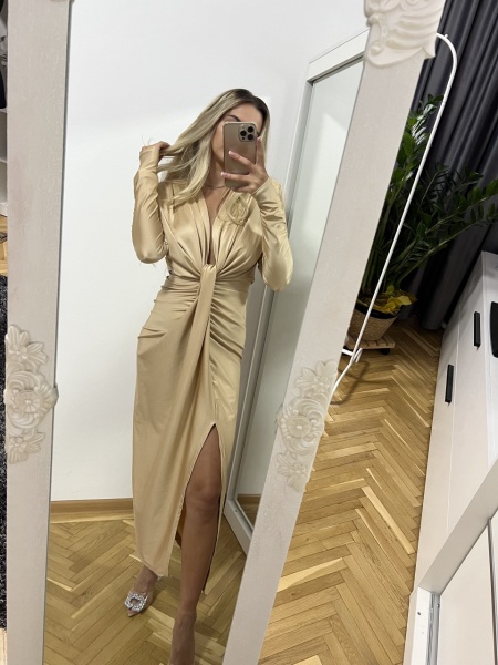 Rochie Modelatoare Bella Champagne - Img 3