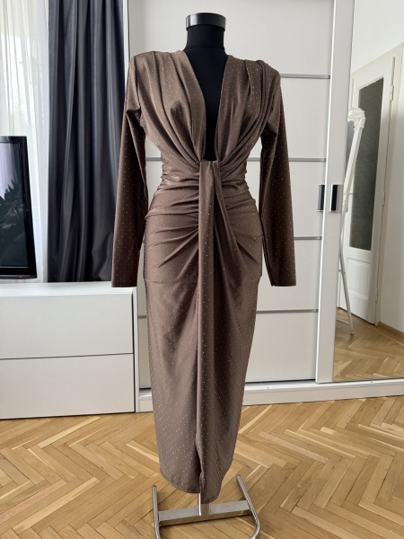 Rochie Modelatoare BELLA Crystal Latte - Img 3