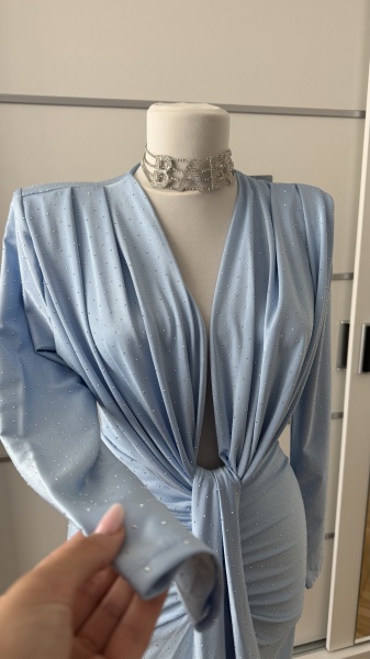 Rochie Modelatoare BELLA Crystal Baby Blue - Img 2