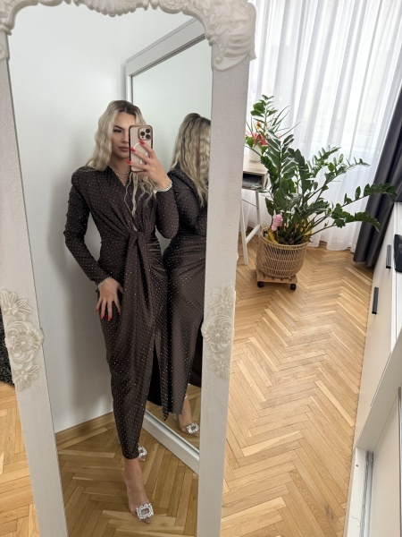 Rochie Modelatoare BELLA Crystal Chocolate - Img 5
