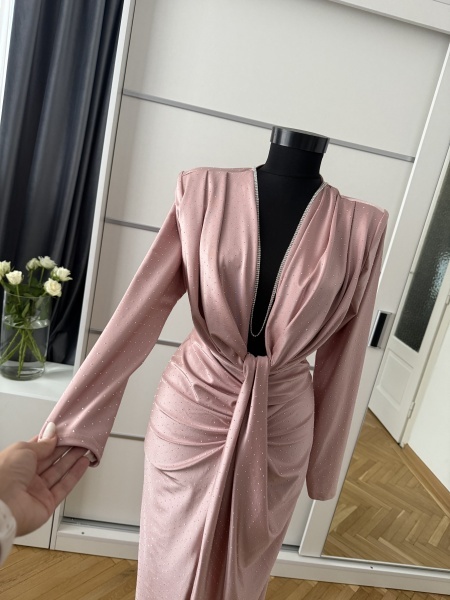 Rochie Modelatoare BELLA Crystal Light Pink - Img 2