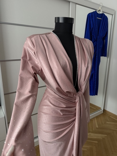 Rochie Modelatoare BELLA Crystal Light Pink - Img 3