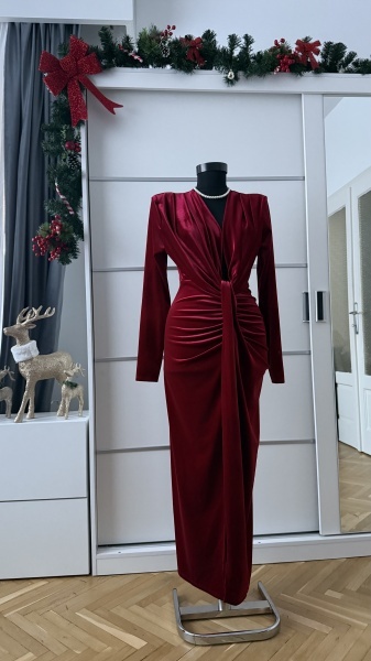 Rochie Bella Catifea Cherry - Img 2