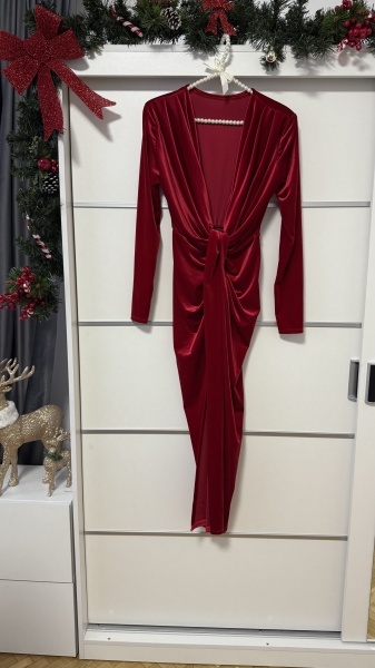 Rochie Bella Catifea Red - Img 4