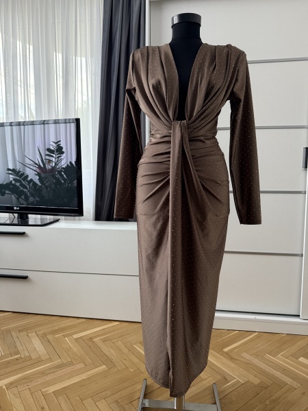 Rochie Modelatoare BELLA Crystal Latte - Img 4