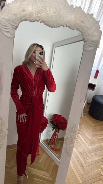 Rochie Bella Catifea Red - Img 3