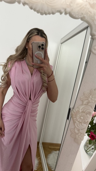 Rochie Modelatoare Bella 2 Crystal Baby Pink - Img 3