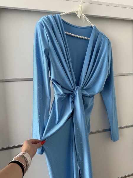 Rochie Modelatoare BELLA Crystal Baby Blue - Img 2
