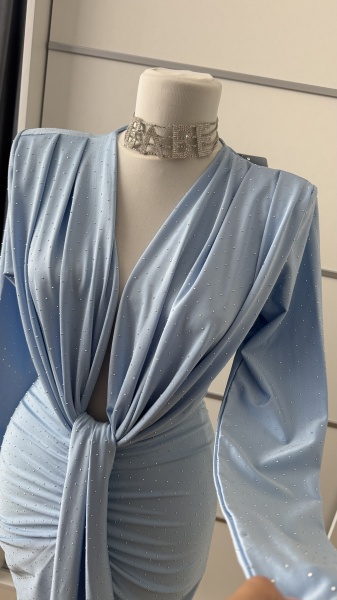 Rochie Modelatoare BELLA Crystal Baby Blue - Img 3