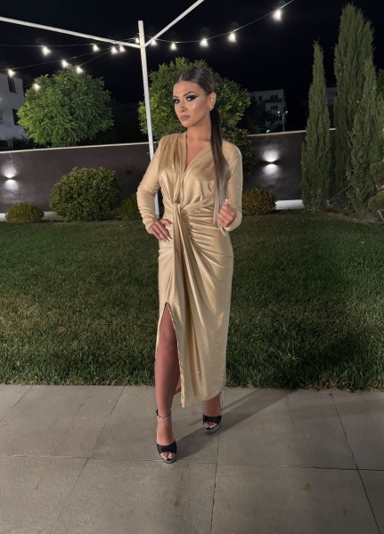 Rochie Modelatoare BELLA Crystal Champagne - Img 4