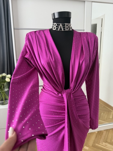 Rochie Modelatoare BELLA Crystal Magenta - Img 2