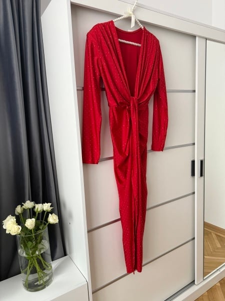 Rochie Modelatoare BELLA Crystal Red - Img 2