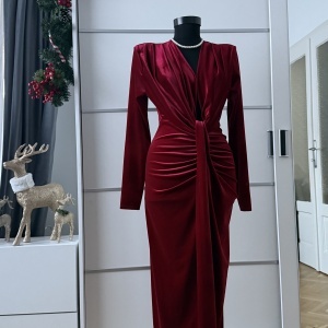 Rochie Bella Catifea Cherry - Img 2