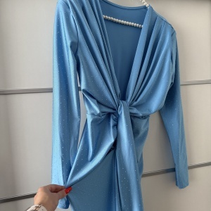 Rochie Modelatoare BELLA Crystal Baby Blue - Img 2