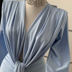 Rochie Modelatoare BELLA Crystal Baby Blue - Img 3