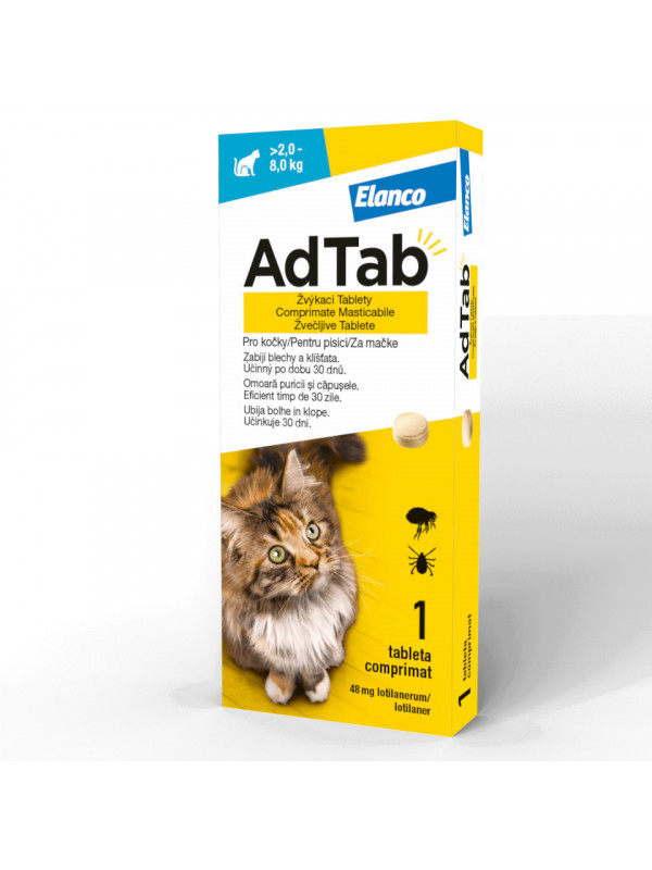 AdTab Cat 48mg (2-8kg) - Comprimate antiparazitare - 1cpr.