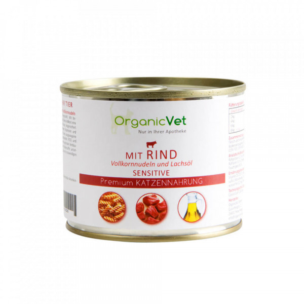 OrganicVet Feline - Sensitive - Vita, paste si ulei de somon - 200g