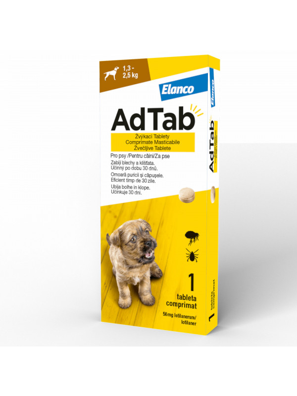 AdTab Dog 56mg (1.3-2.5kg) - Comprimate antiparazitare - 1cpr.