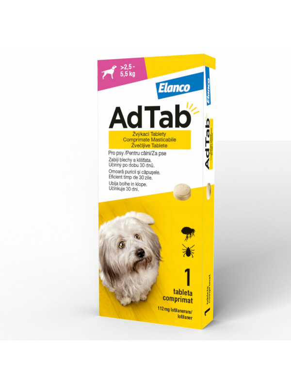 AdTab Dog 112mg (2.5-5.5kg) - Comprimate antiparazitare - 1cpr.