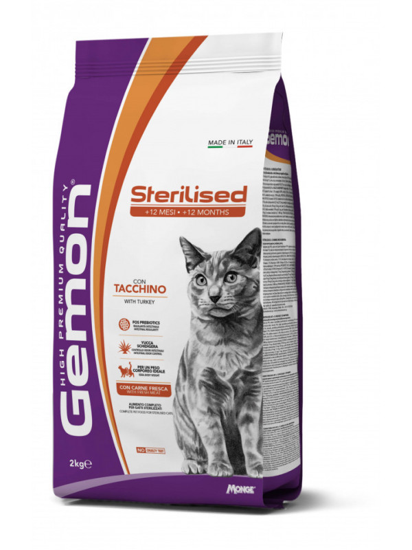 Gemon Sterilised Cat - Hrana uscata completa - Curcan - 2kg