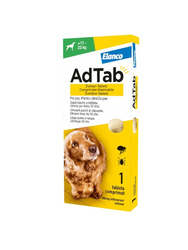 AdTab Dog 450mg (11-22kg) - Comprimate antiparazitare - 1cpr.